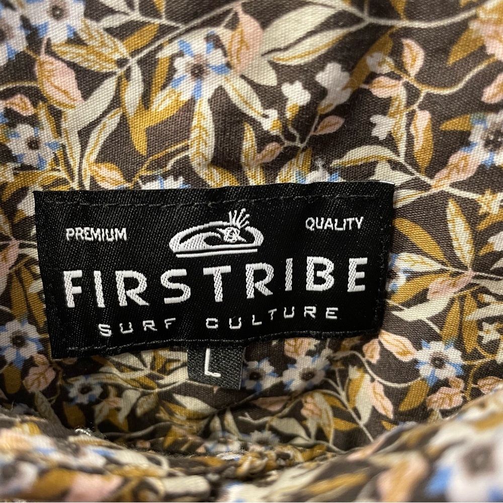 Firstribe‎ Surf Culture Large Short Sleeve Button Up Shirt Floral Artsy Bold - Picture 6 of 15